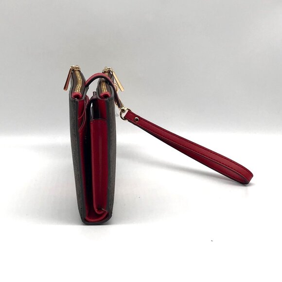 Michael Kors Logo Jet Set Crimson Double Zip Wristlet- NWT - Picture 3 of 13